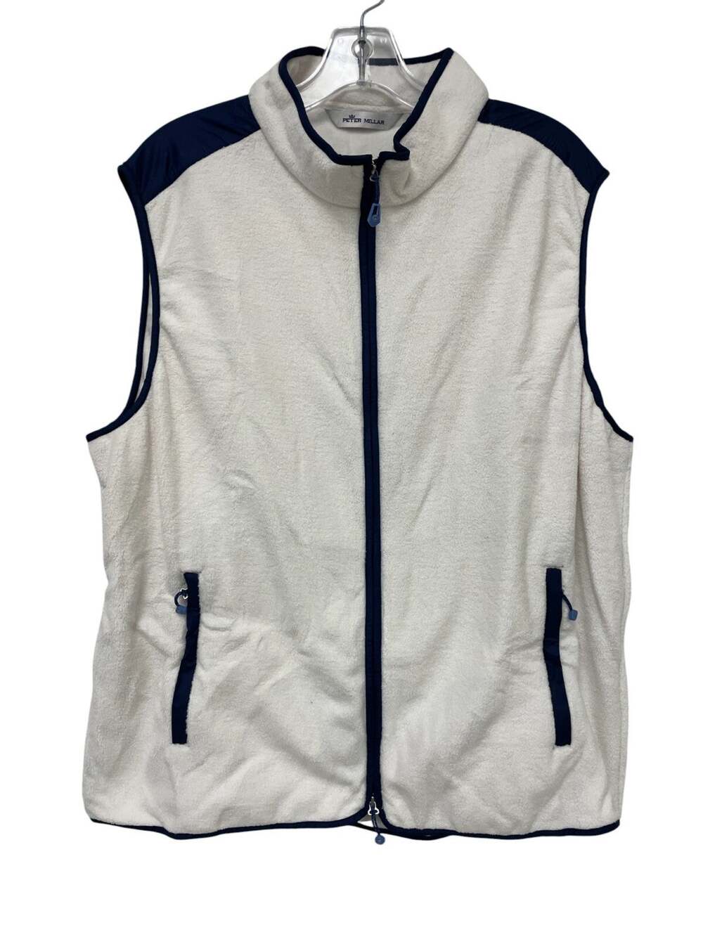 Peter Millar Seaside Vest Mens XL White Sand Full Zip Golf Fleece Pockets NWT